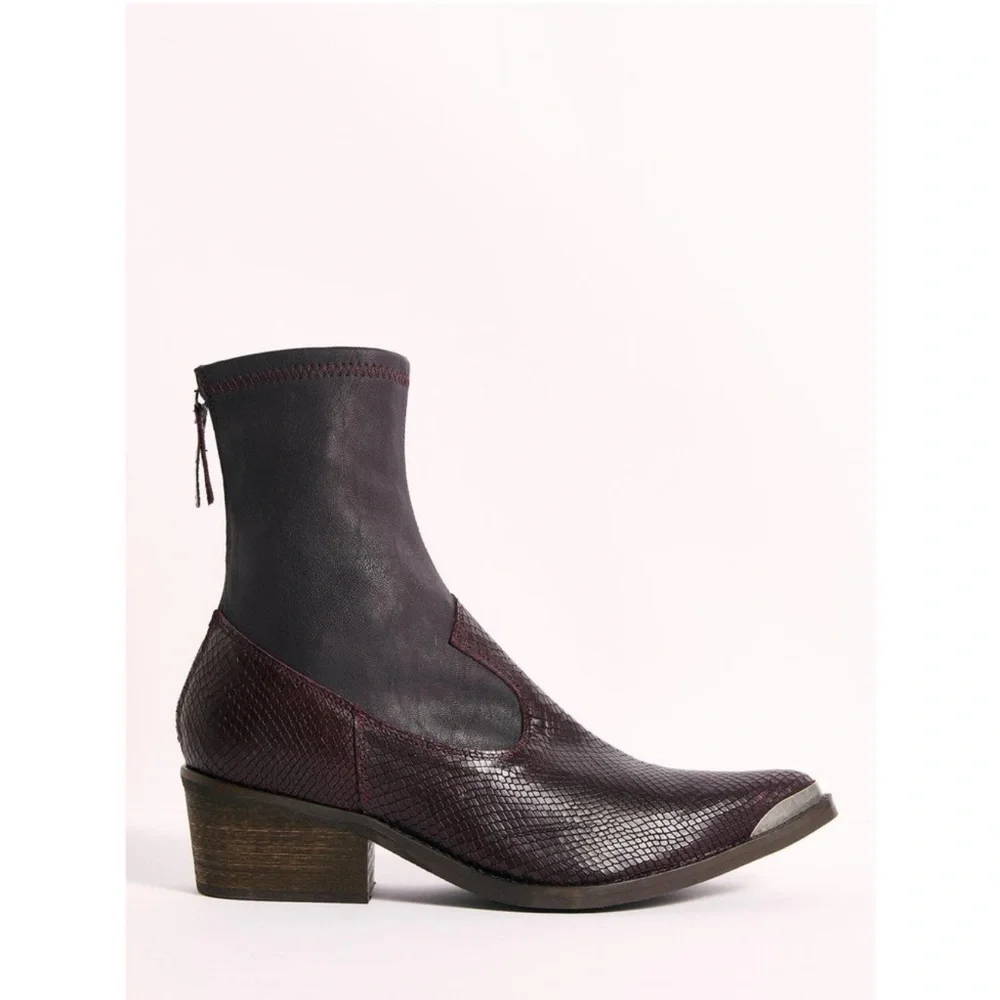 Free People Grand Teton Merlot Western Metal Toe Ankle Boots Size 36 - Picture 2 of 6